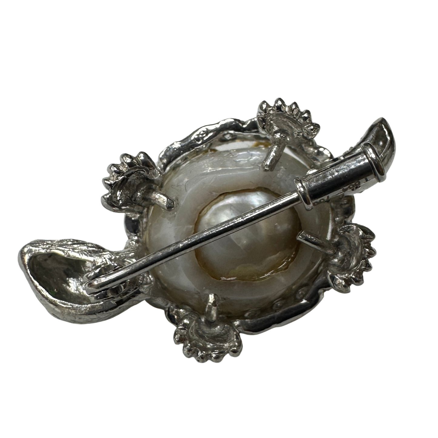 14k Diamond, Pearl and Emerald Turtle Brooch