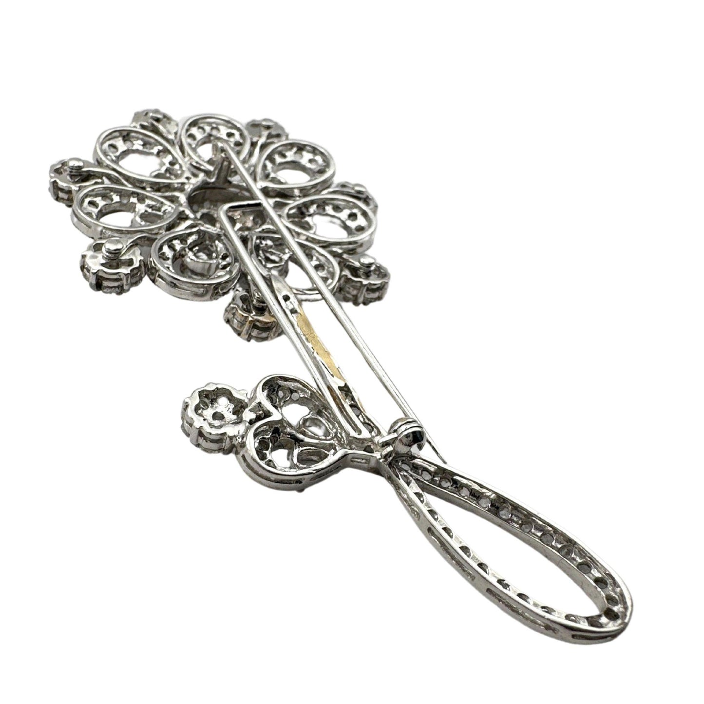 18k Rose Cut Diamond Flower Brooch