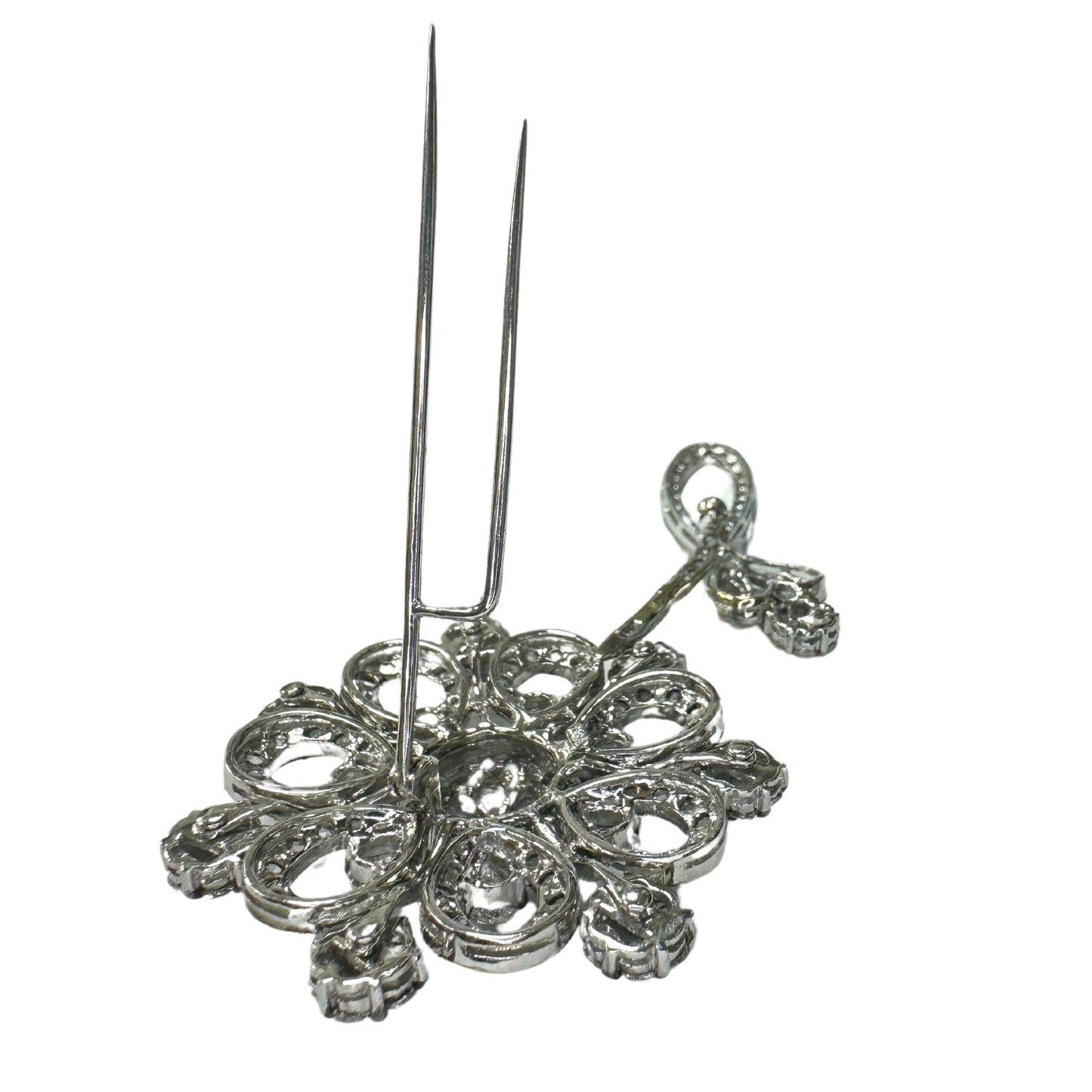 18k Rose Cut Diamond Flower Brooch