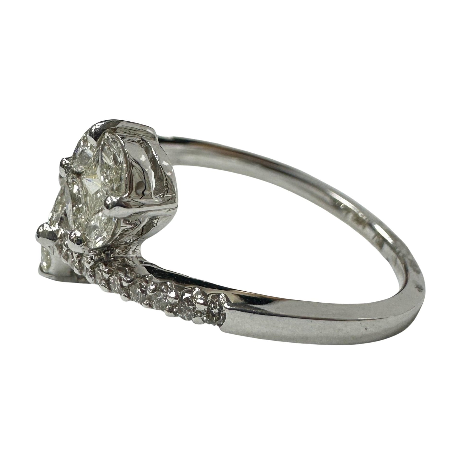 18k White Gold Marquise Cut Diamond Bypass Ring