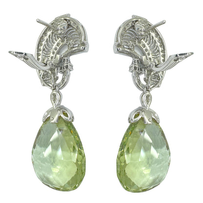 18k Diamond and Green Aqua/Beryl Day and Night Earrings