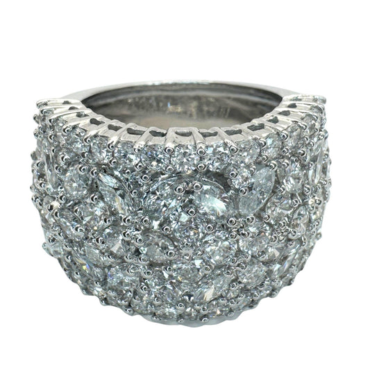 18k Marquise Cut Diamond Wide Band Ring