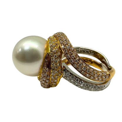 18K Diamond and White Pearl Cocktail Ring