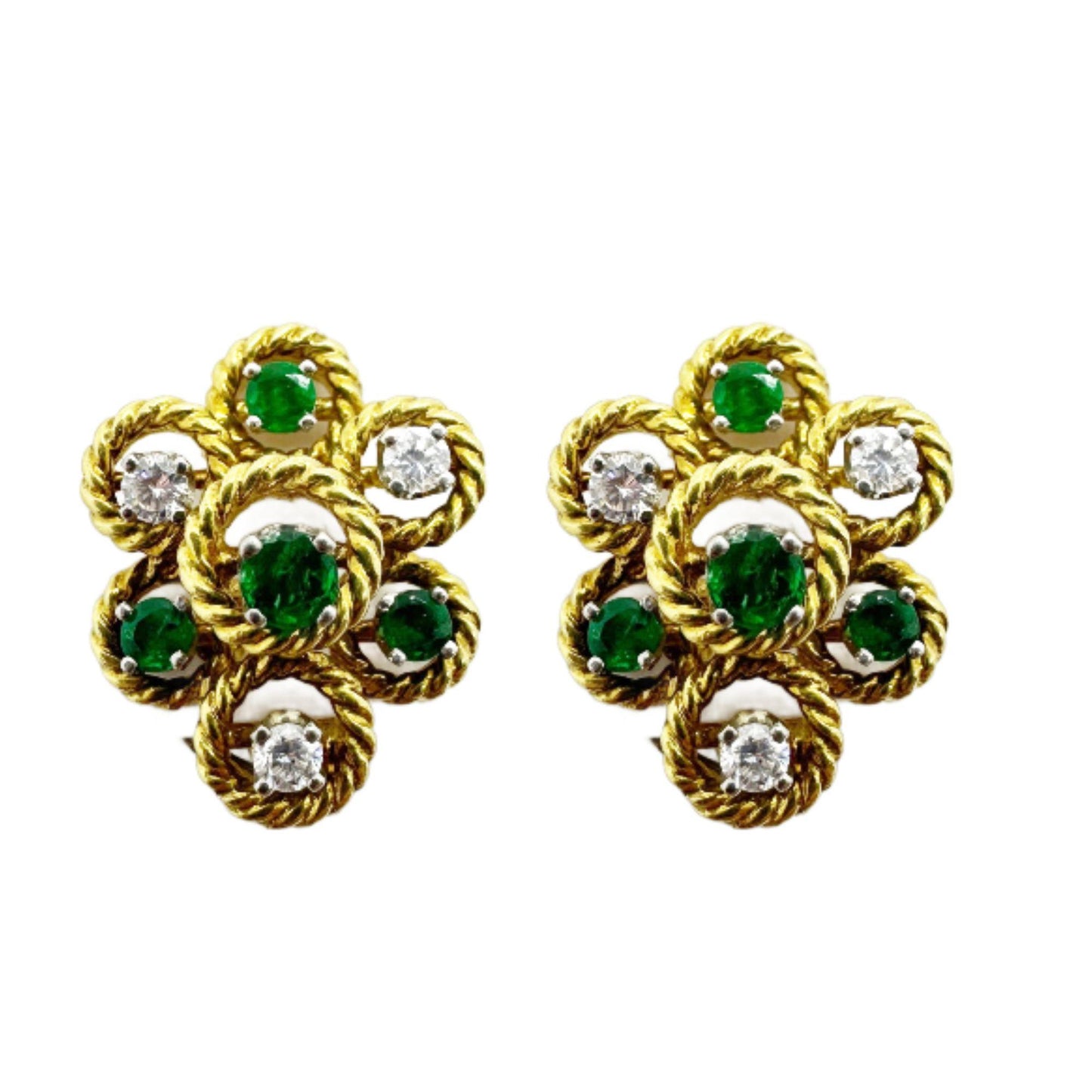 18k Diamond & Emerald Day/Night Earrings