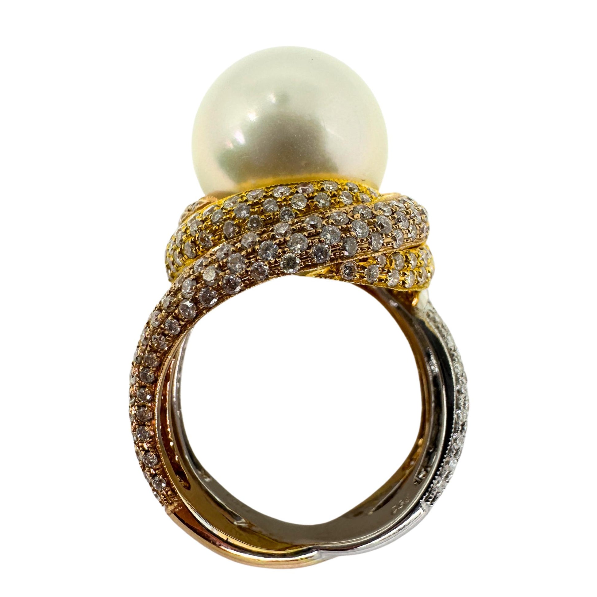 18K Diamond and White Pearl Cocktail Ring