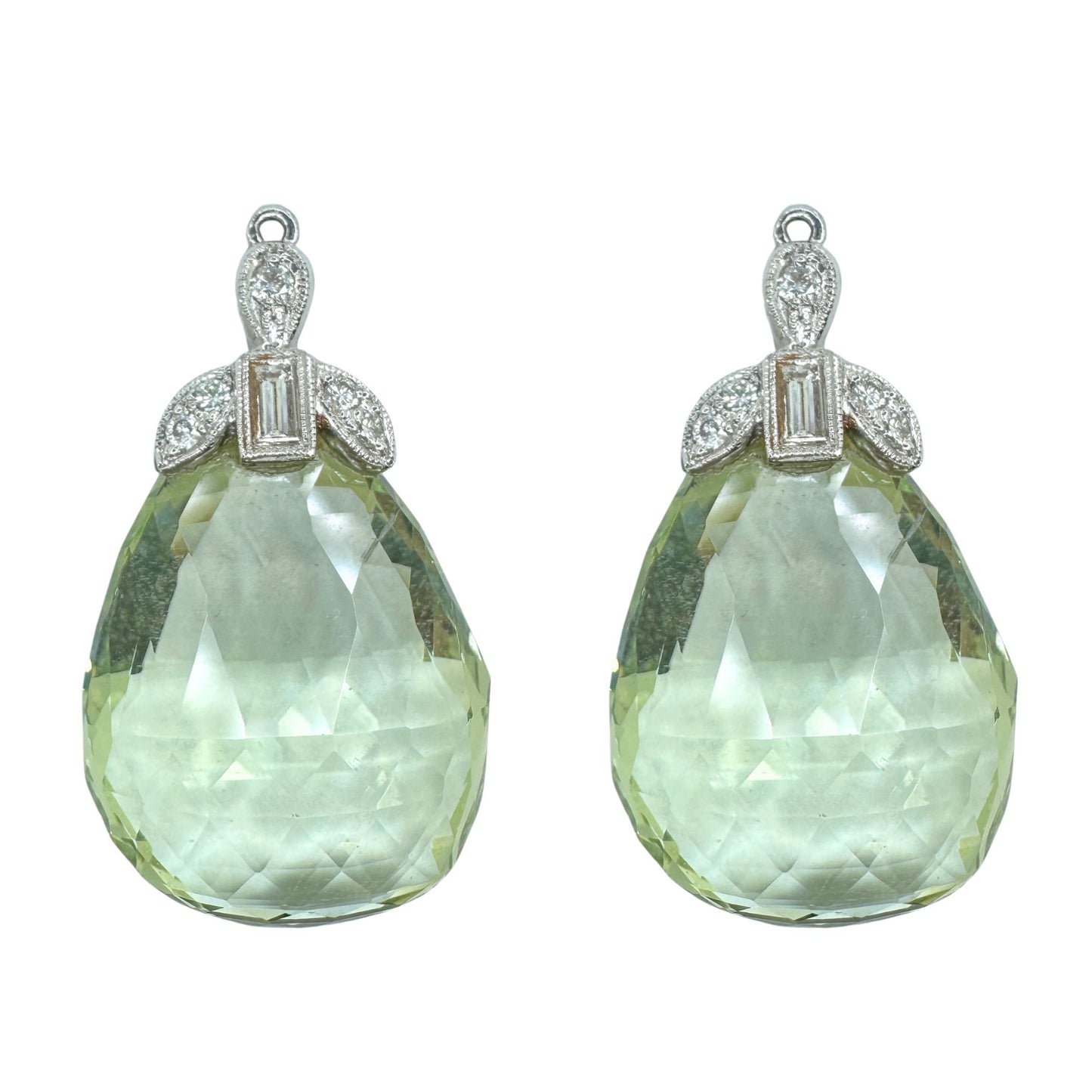 18k Diamond and Green Aqua/Beryl Day and Night Earrings