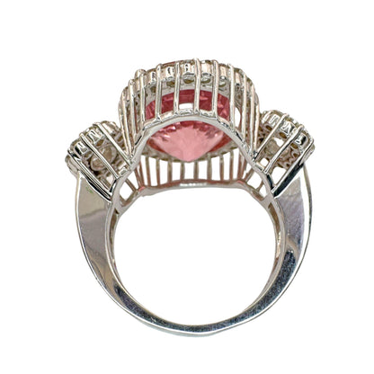 18k  Diamond and Pink Stone Center Ring