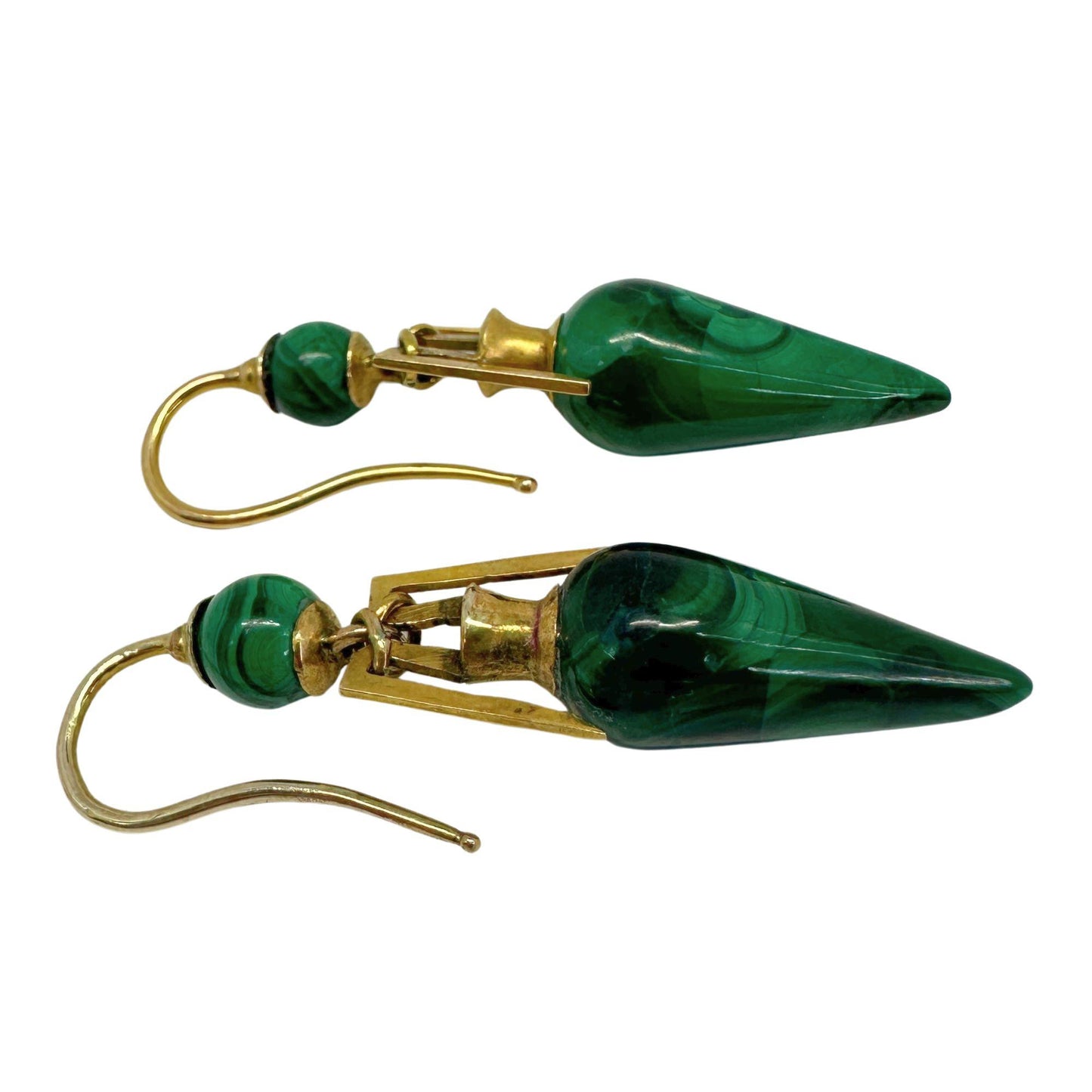 14k Victorian Green Malachite Earrings