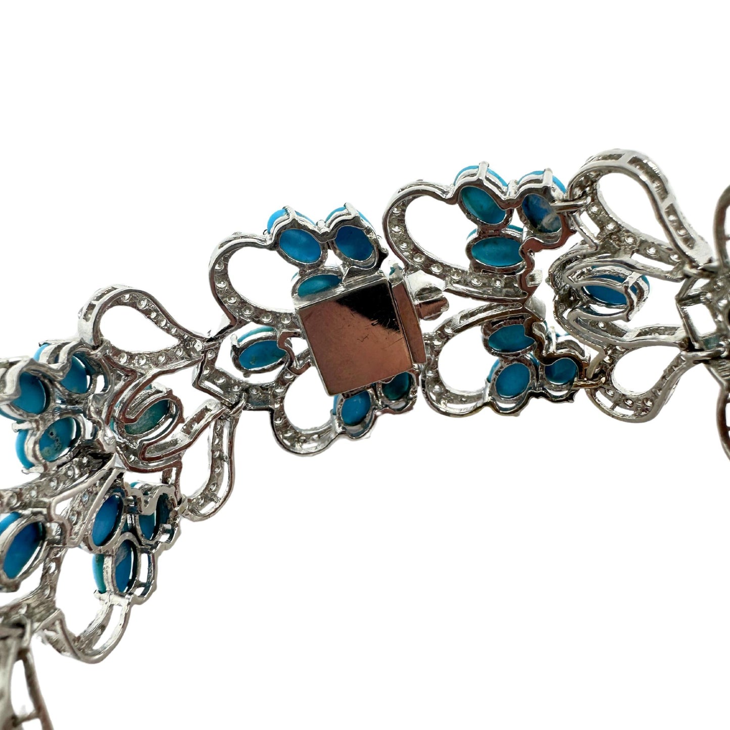 18K White Gold Diamond and Persian Turquoise Bracelet