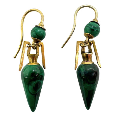 14k Victorian Green Malachite Earrings