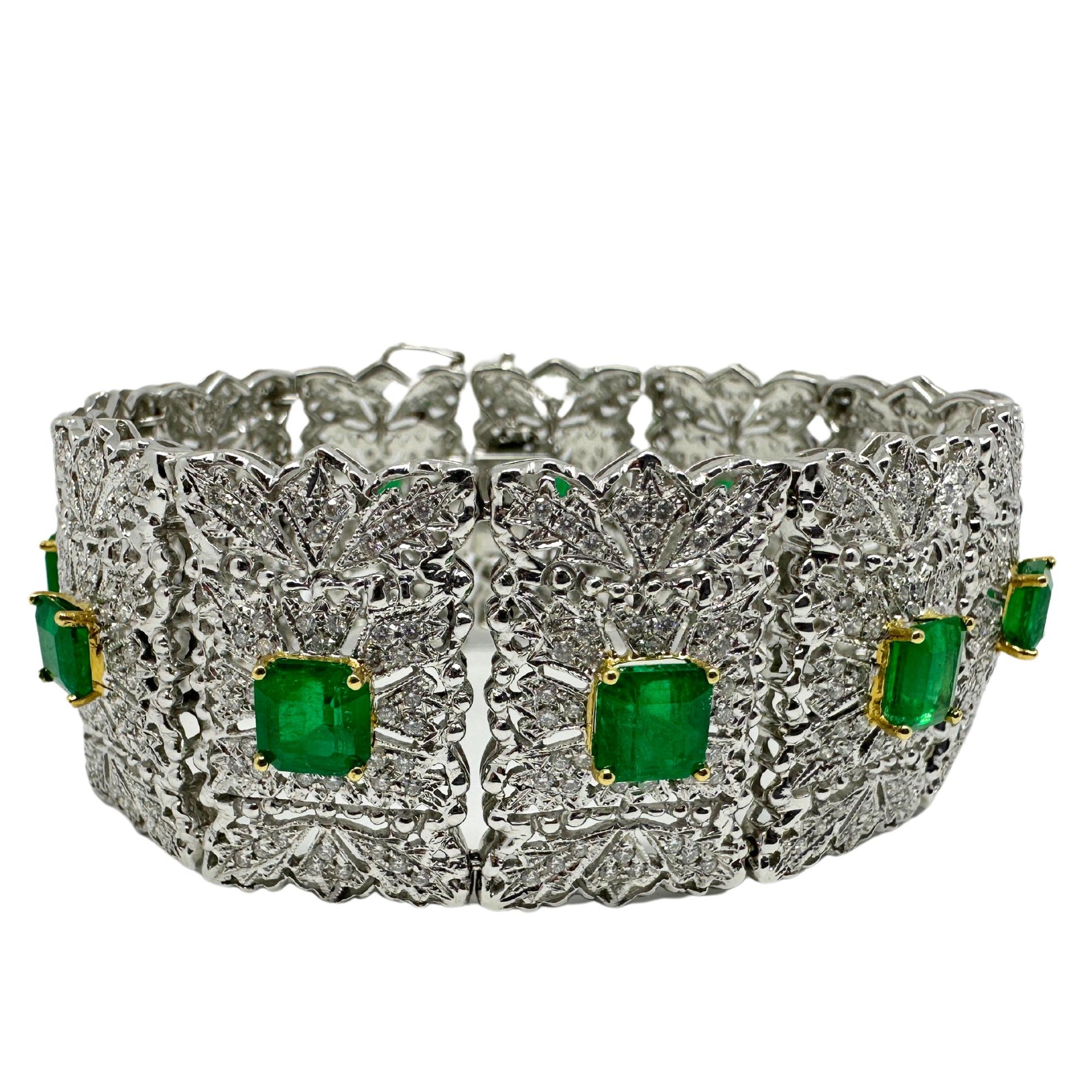 18K Diamond and Emerald Bracelet