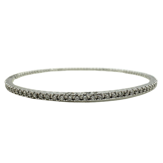 14K White Gold Diamond Bangle