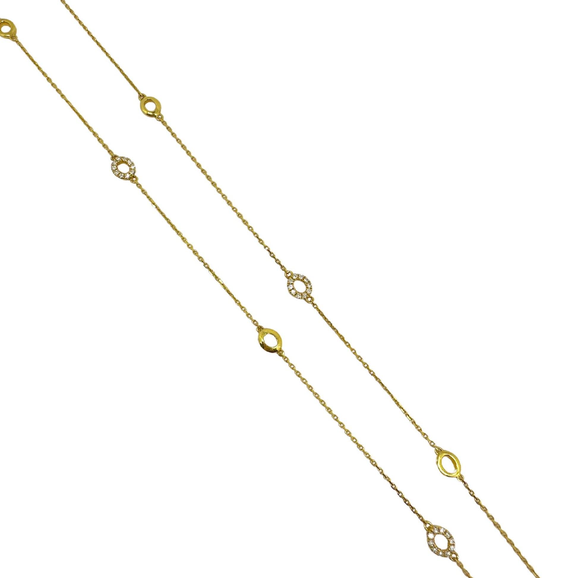 14K Yellow Gold Diamond By the Yard Chain Necklace - 22 Inches