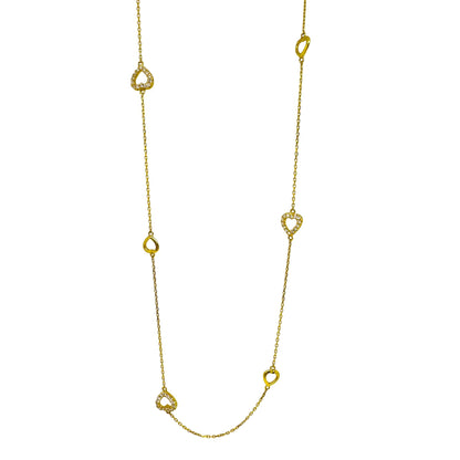 14K Yellow Gold Diamond By the Yard Chain Heart Necklace - 23 Inches