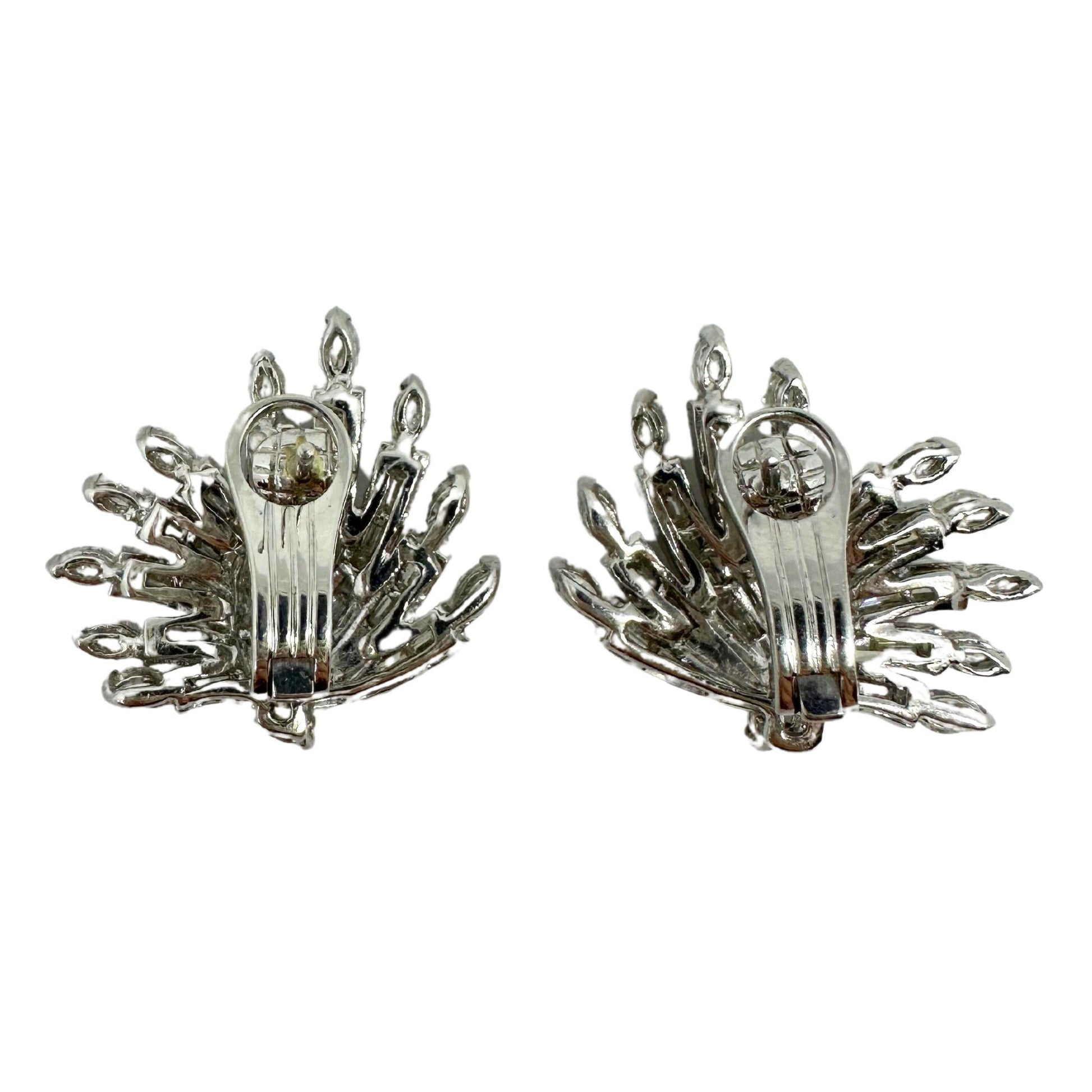 Platinum Marquise and Baguette Cut Diamond Earrings