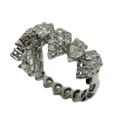 18K White Gold Pear Cut Diamond Dangling Band Ring