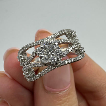 18K White Gold Diamond Wide Band Ring