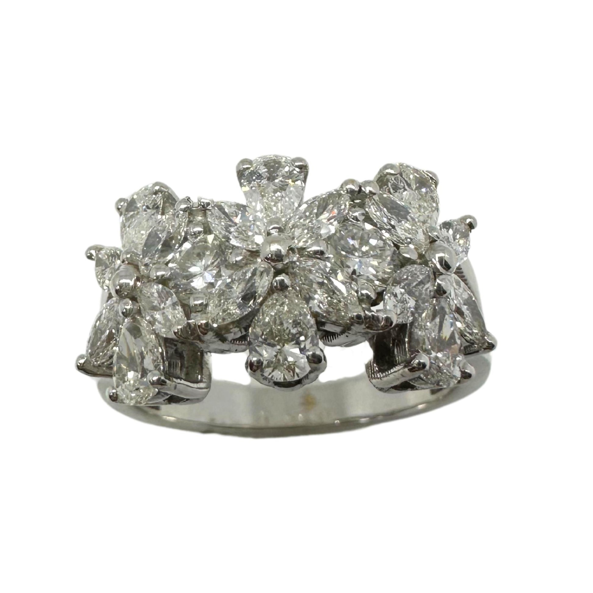 18K White Gold Marquise and Pear Cut Diamond Band Ring