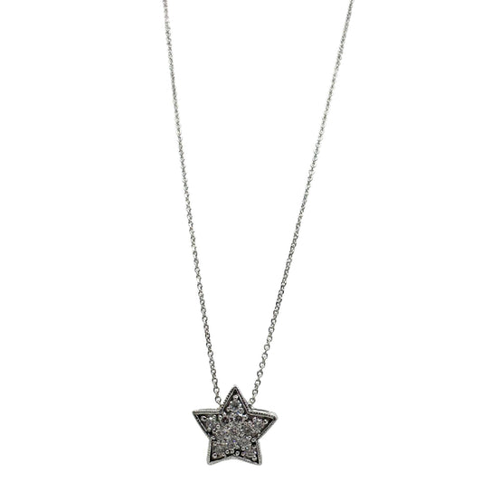 18K White Gold Diamond Star Pendant with 14K Chain