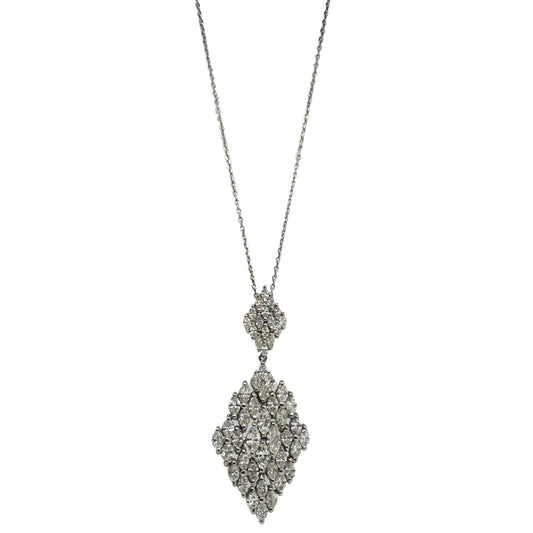 18K White Gold Marquise Cut Diamond Pendant Necklace
