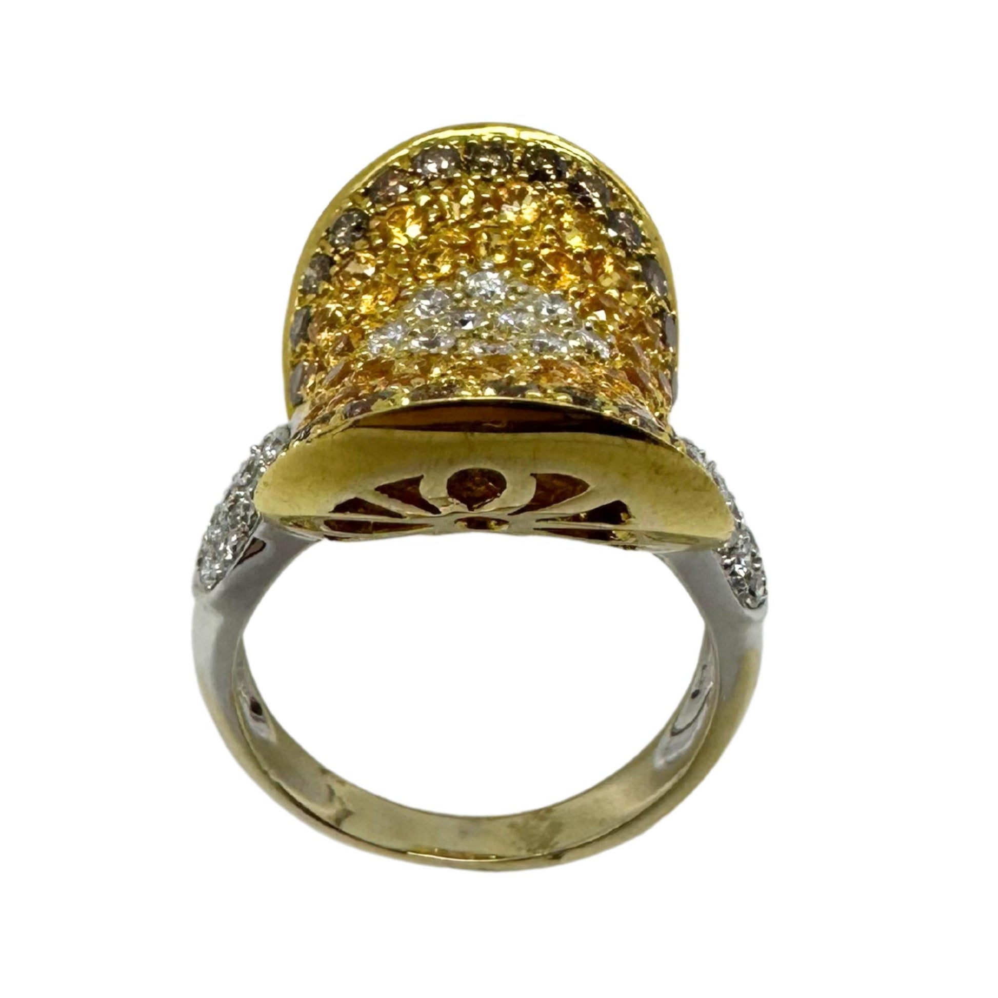 18K Two Tone MultiColor Diamond Cocktail Ring