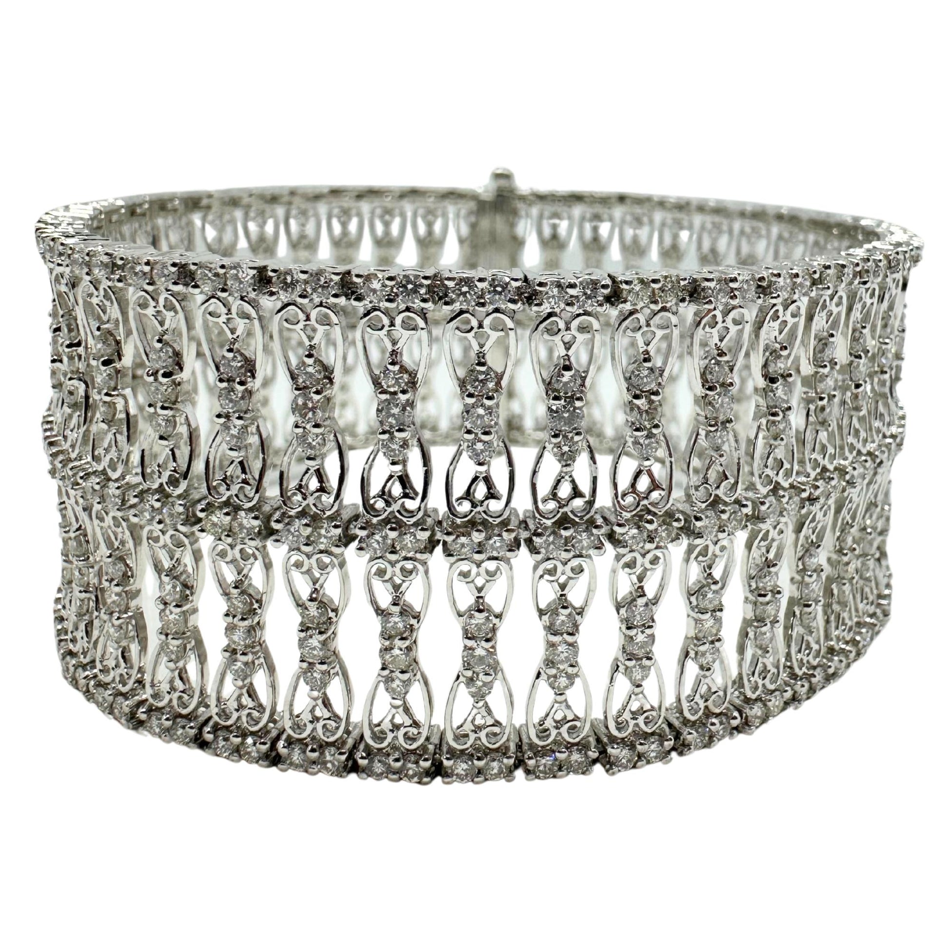 18K White Gold 9.48 Carat Diamond Bracelet - 7 inches