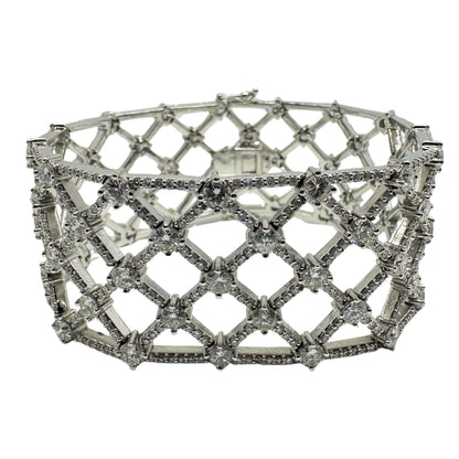 14K White Gold Diamond Lattice Bracelet - 7.25 inches