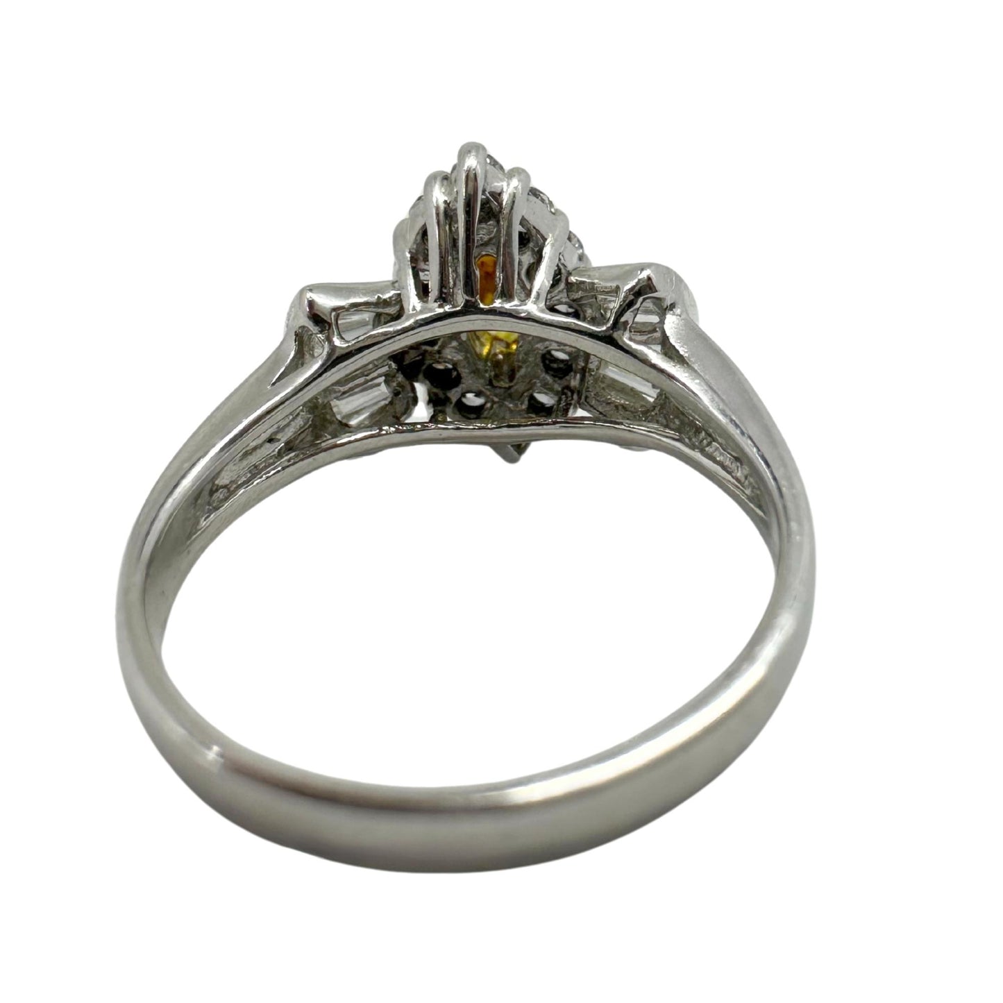 18K White Gold White and Yellow Diamond Navette Ring