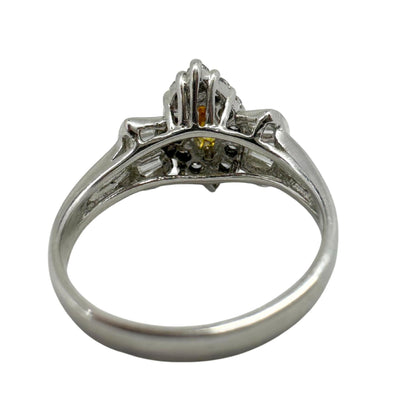 18K White Gold White and Yellow Diamond Navette Ring