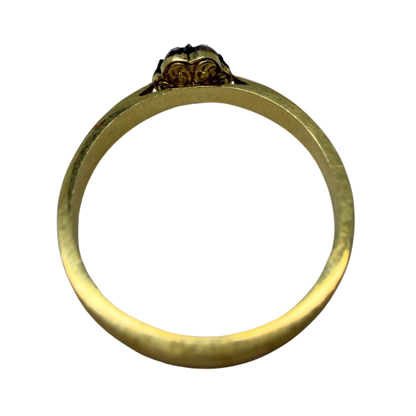 18K Yellow Gold With Silver Top 0.16 Carat Rose Cut Diamond Ring - Size 7.25