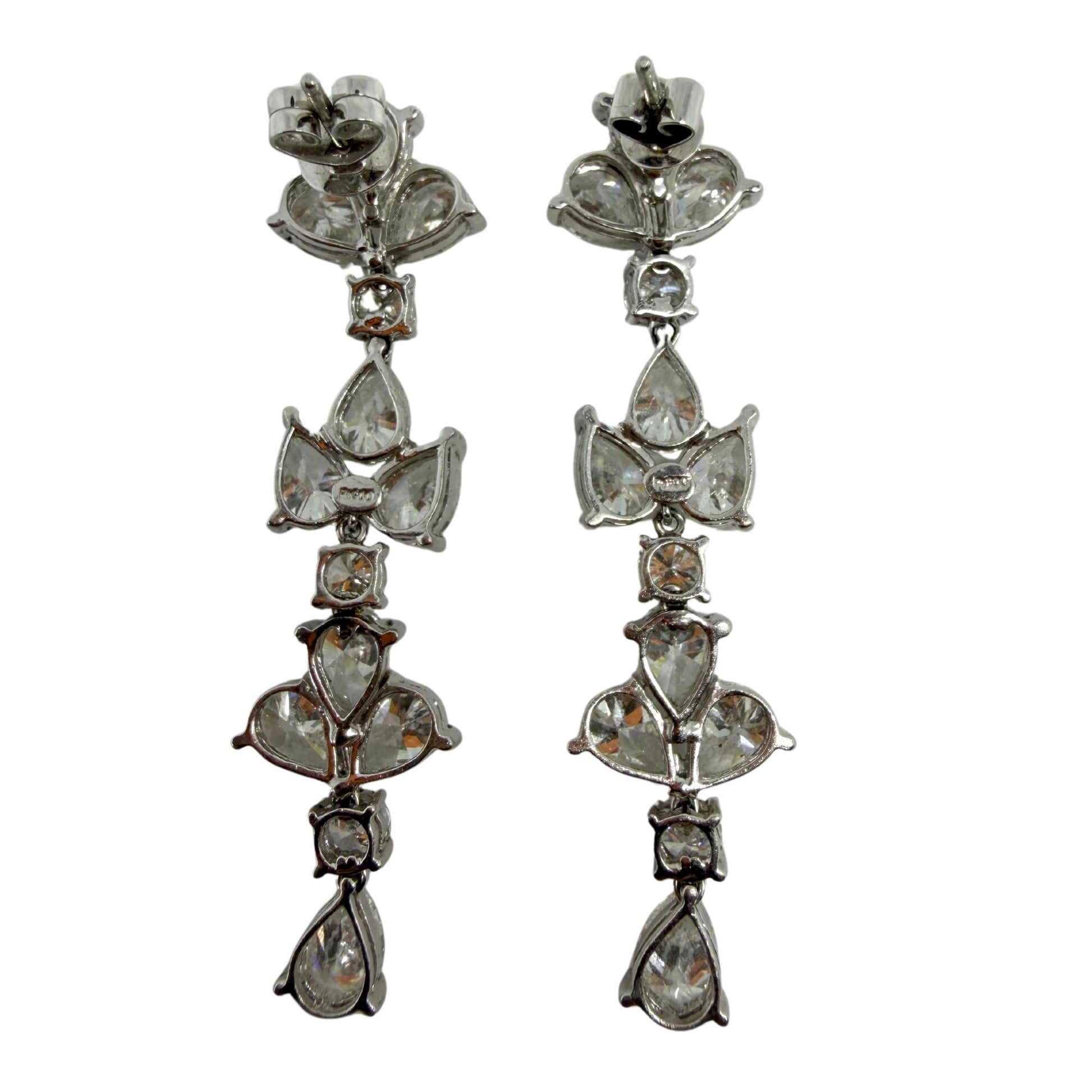 Platinum 11.86 Carat Pear Cut Diamond Drop Earrings