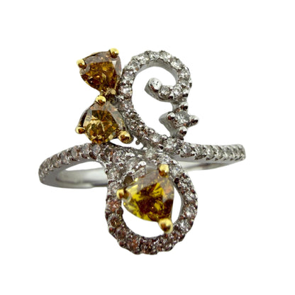 18k White and Brown Diamond Ring