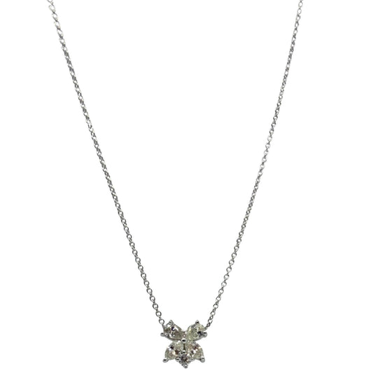 18K White Gold Petite .68 Carat Pear and Marquise Cut Diamond Pedant Necklace
