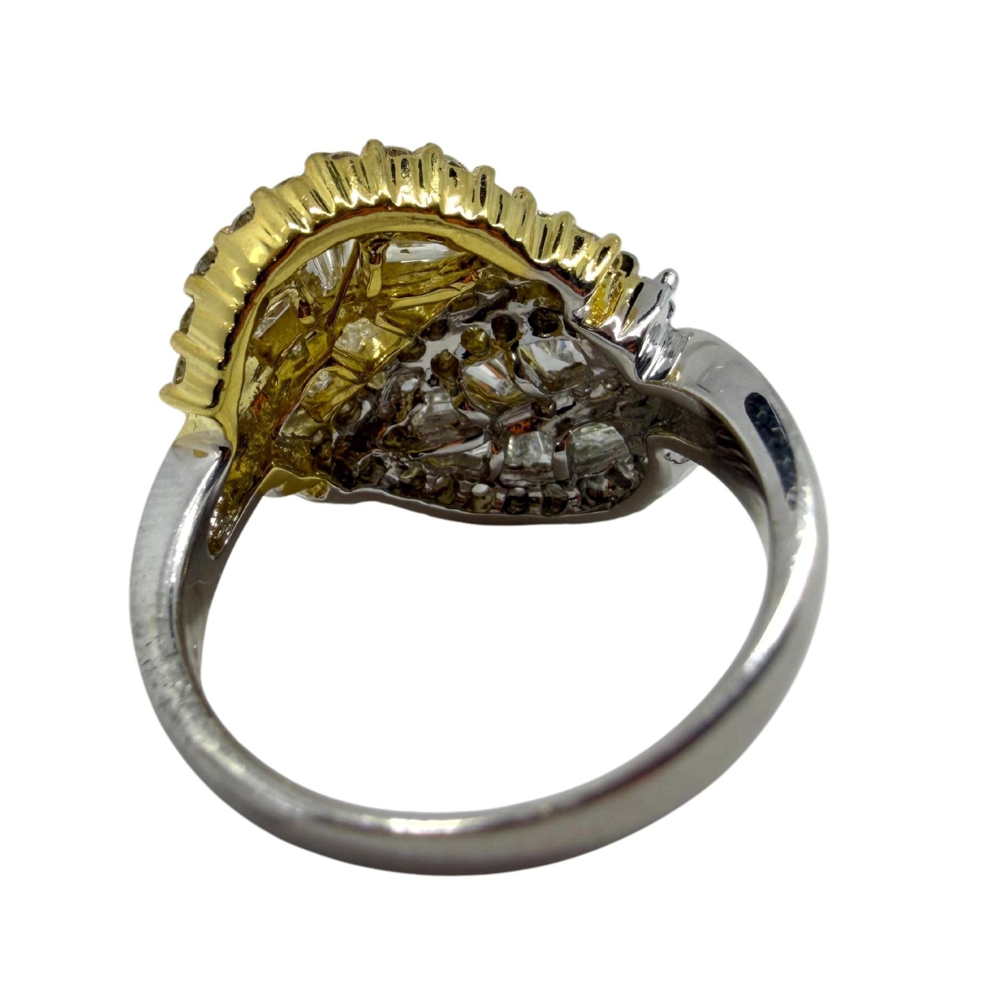 18K Two Tone Tapered Baguette Cut Diamond Ring
