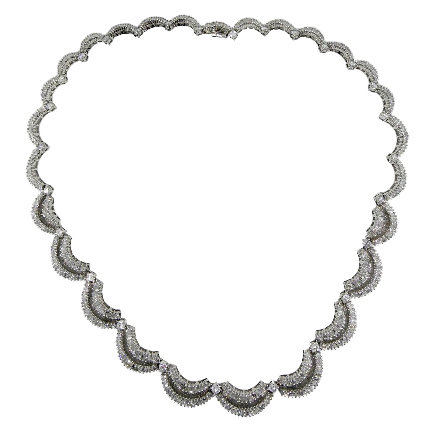 18K White Gold 12.15 Baguette Cut Diamond Choker Necklace