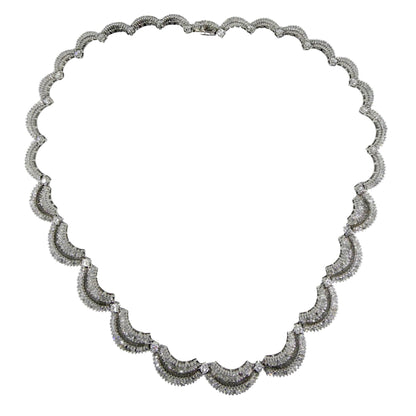 18K White Gold 12.15 Baguette Cut Diamond Choker Necklace
