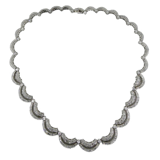 18K White Gold 12.15 Baguette Cut Diamond Choker Necklace