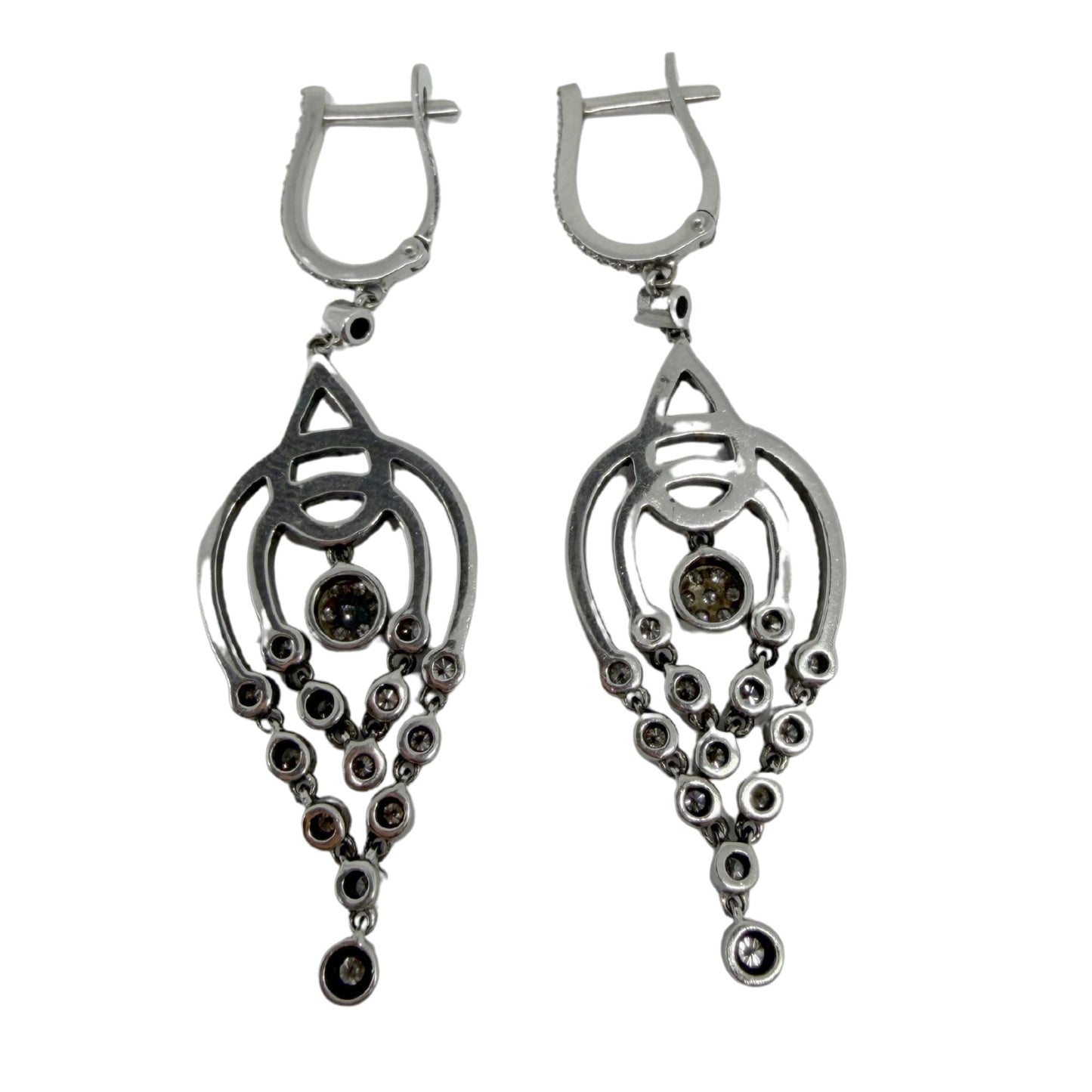 18K White Gold 1.40 Carat Diamond Chandelier Drop Earrings