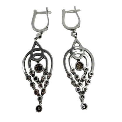 18K White Gold 1.40 Carat Diamond Chandelier Drop Earrings