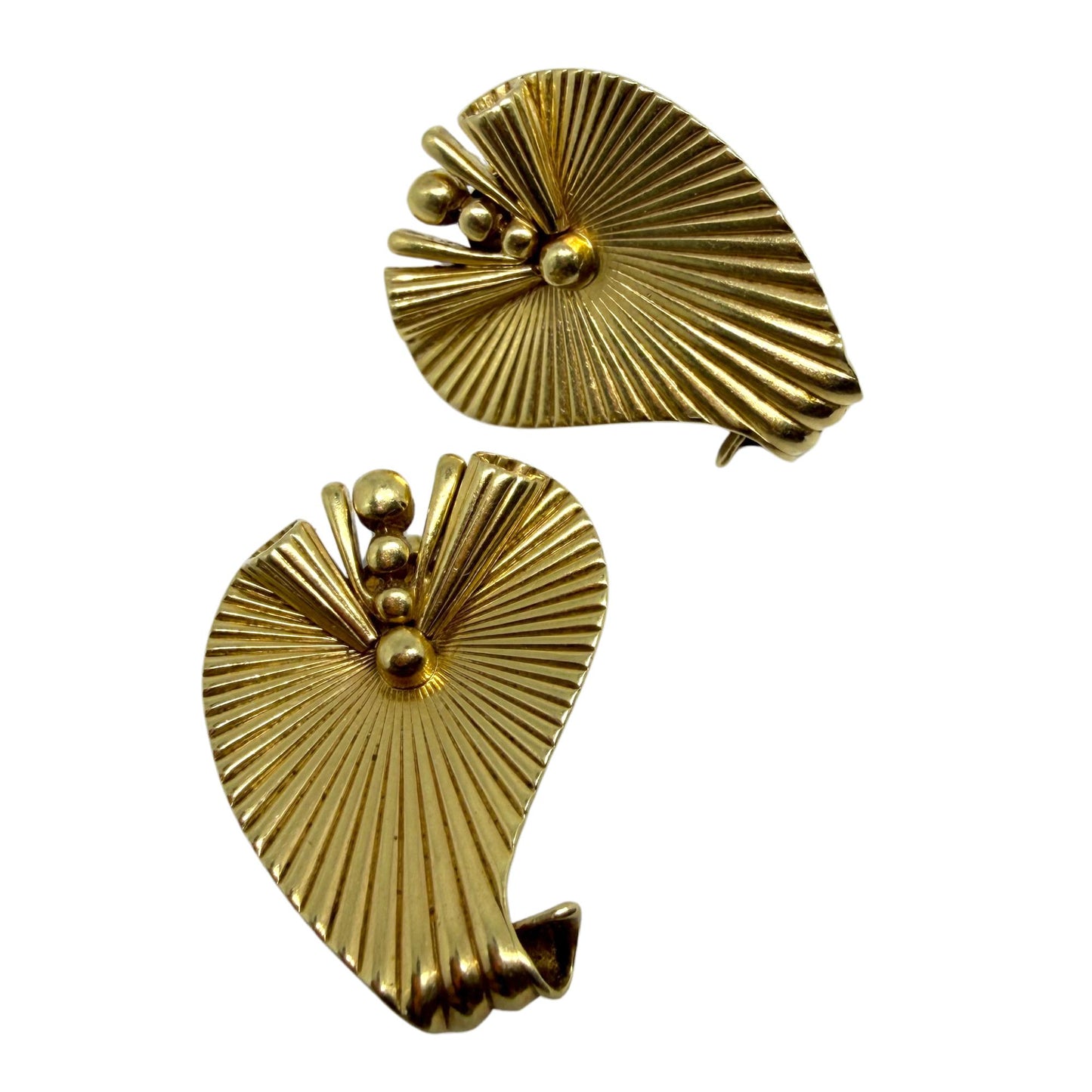 Vintage 1960's 14K Yellow Gold Ear Clips
