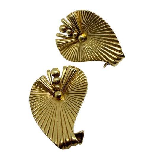 Vintage 1960's 14K Yellow Gold Ear Clips