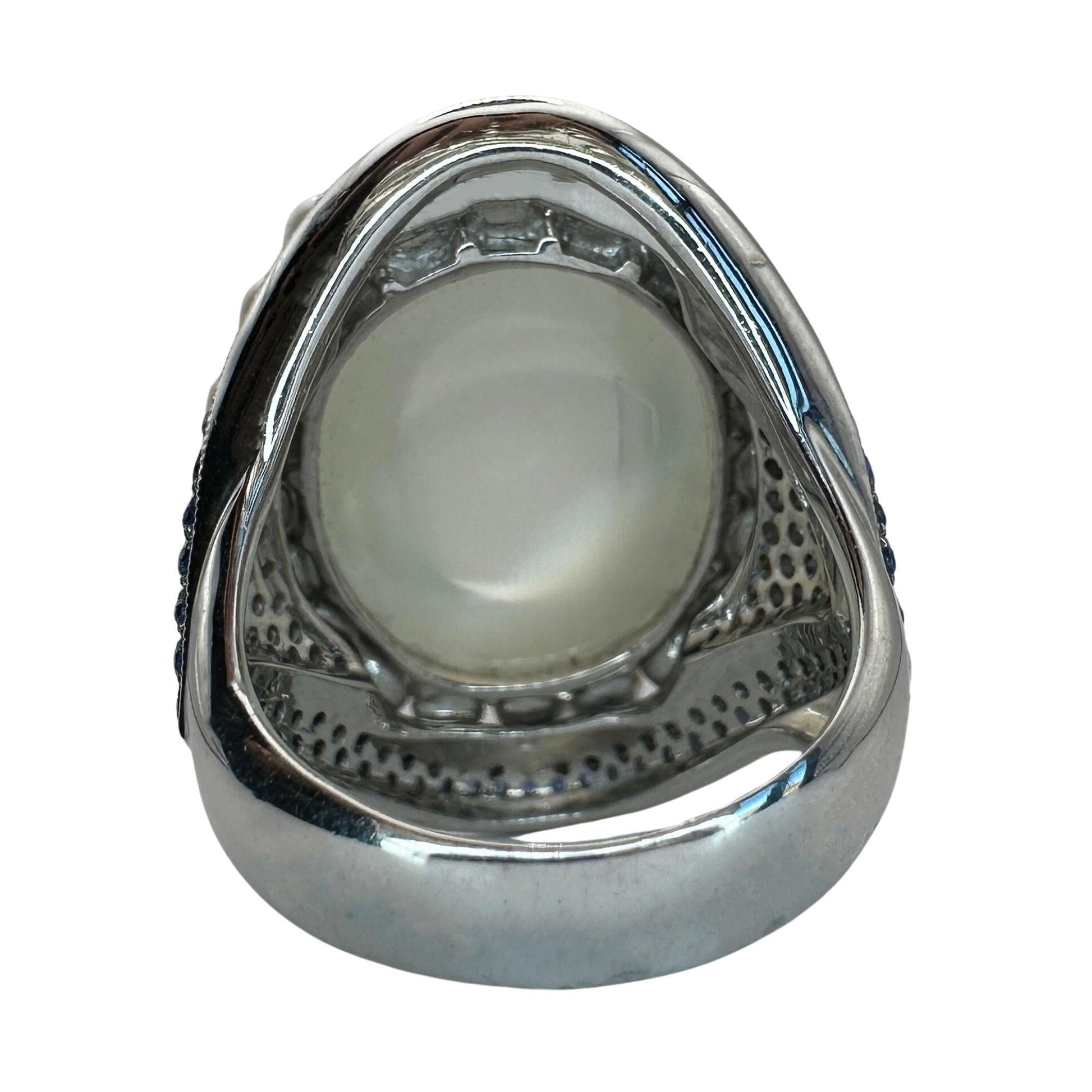 18k White Gold Pearl, Diamond, Sapphire and Moonstone Cocktail Ring