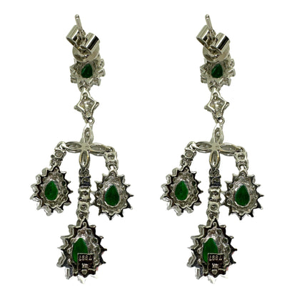 18k Diamond and Emerald Earrings