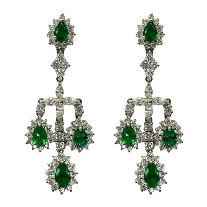 18k Diamond and Emerald Earrings