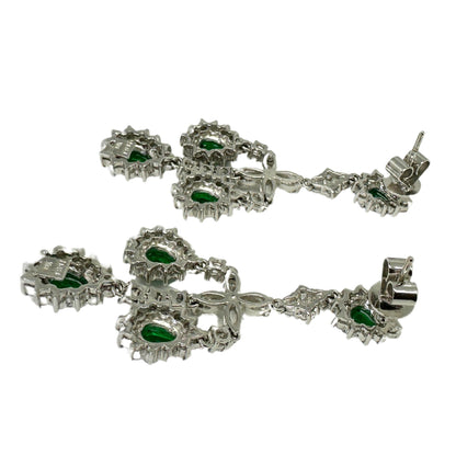 18k Diamond and Emerald Earrings