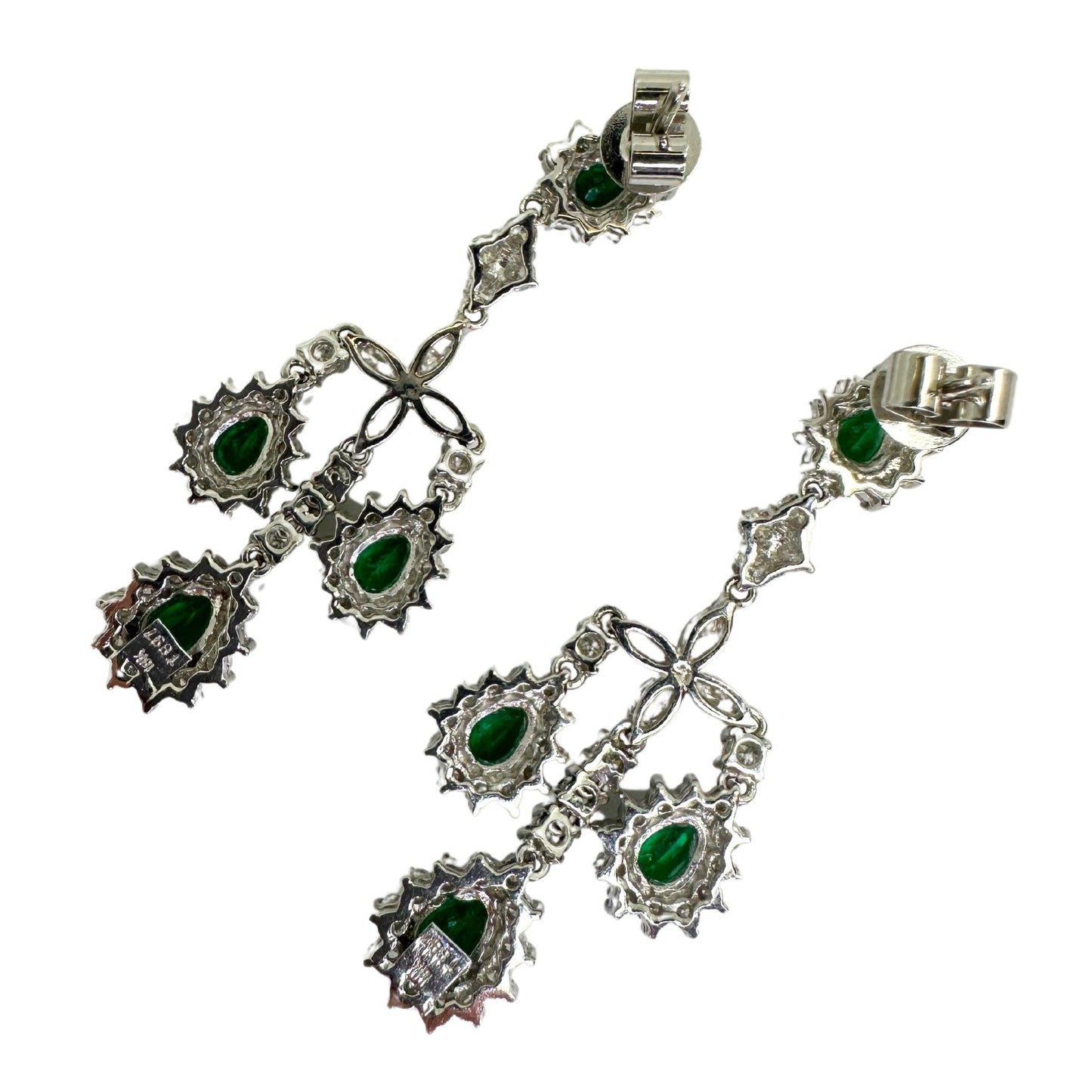 18k Diamond and Emerald Earrings