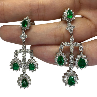 18k Diamond and Emerald Earrings