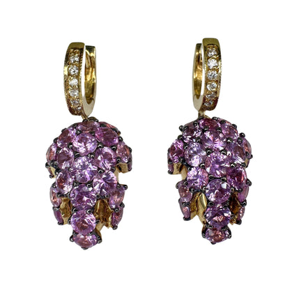 18K Diamond and Pink Sapphire Earrings