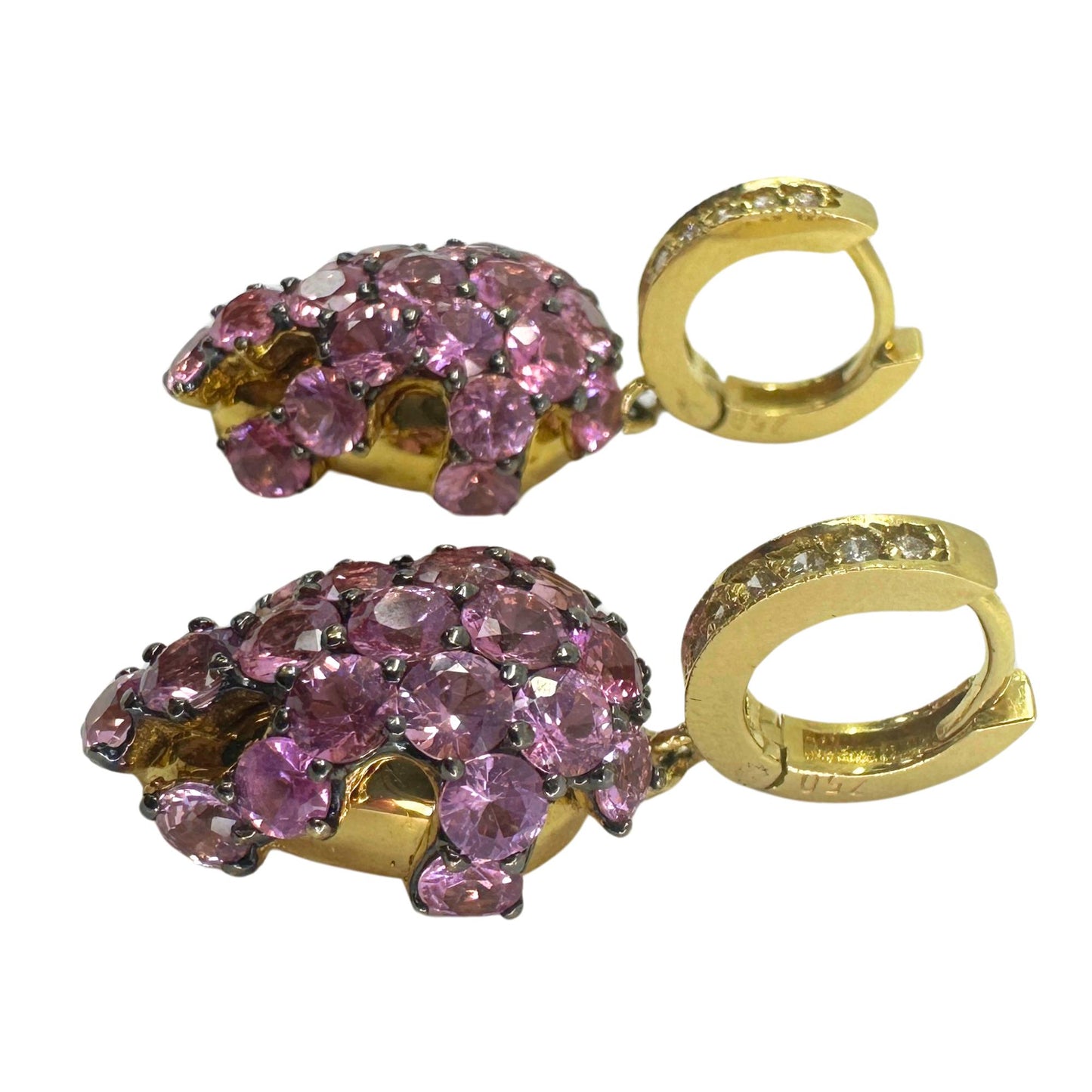 18K Diamond and Pink Sapphire Earrings