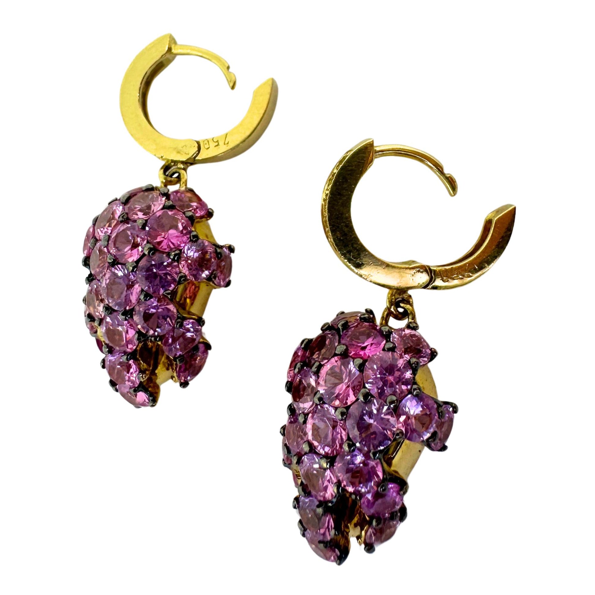 18K Diamond and Pink Sapphire Earrings